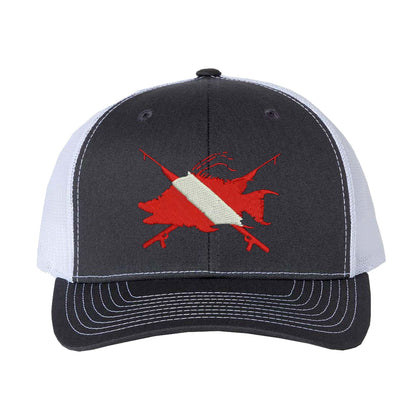 Hogfish Dive Spears Charcoal and White Mesh Trucker Hat