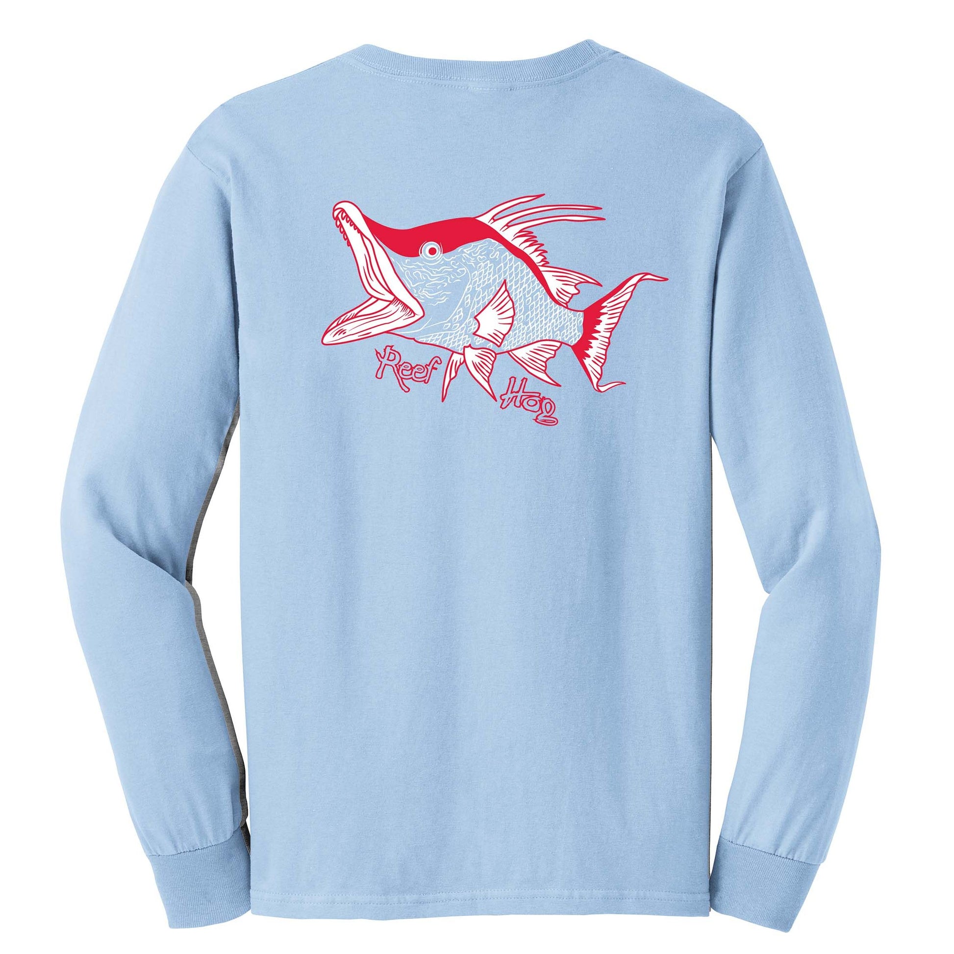 Hogfish "Reef Hog" cotton long sleeve shirt in light blue