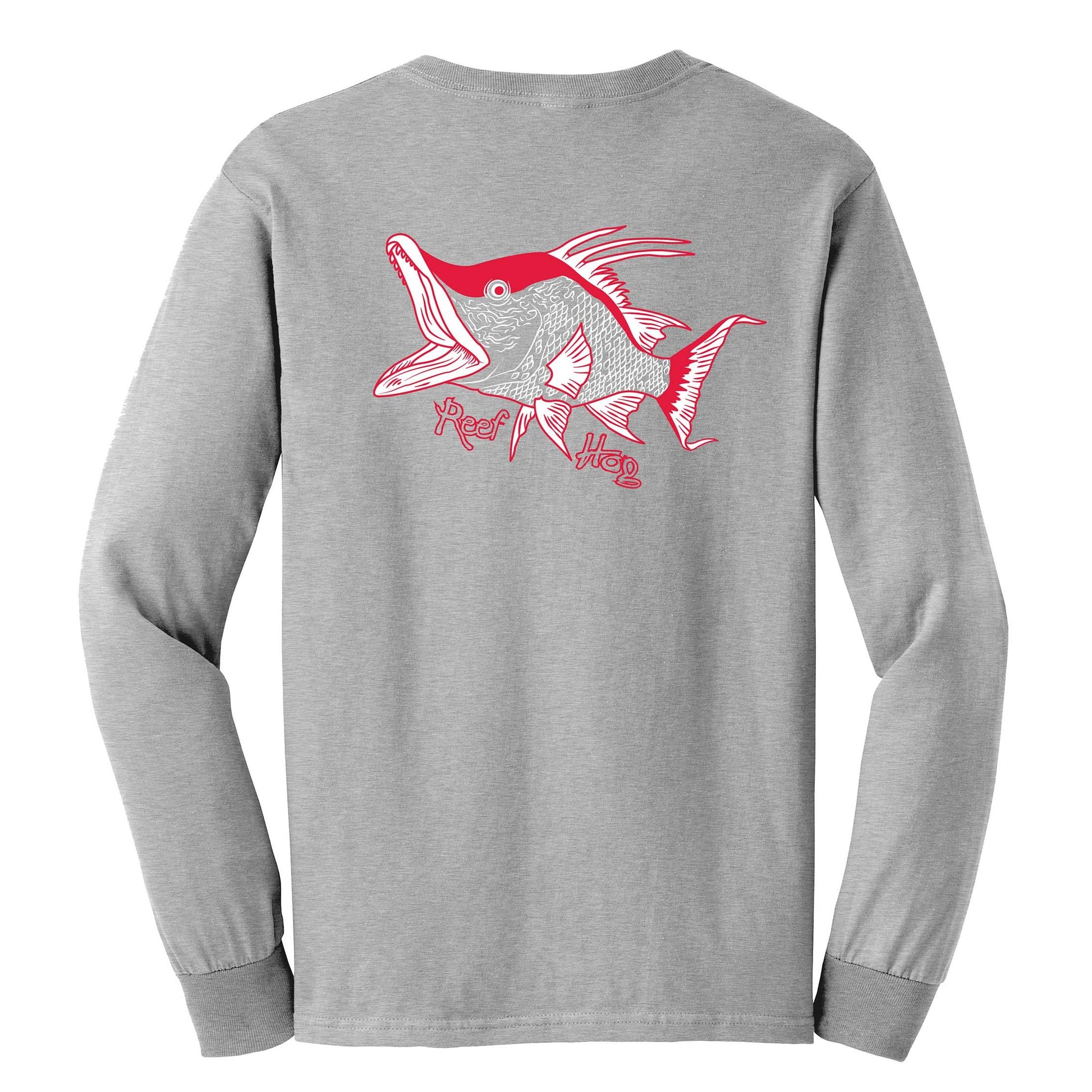 Hogfish "Reef Hog" cotton long sleeve shirt in light gray