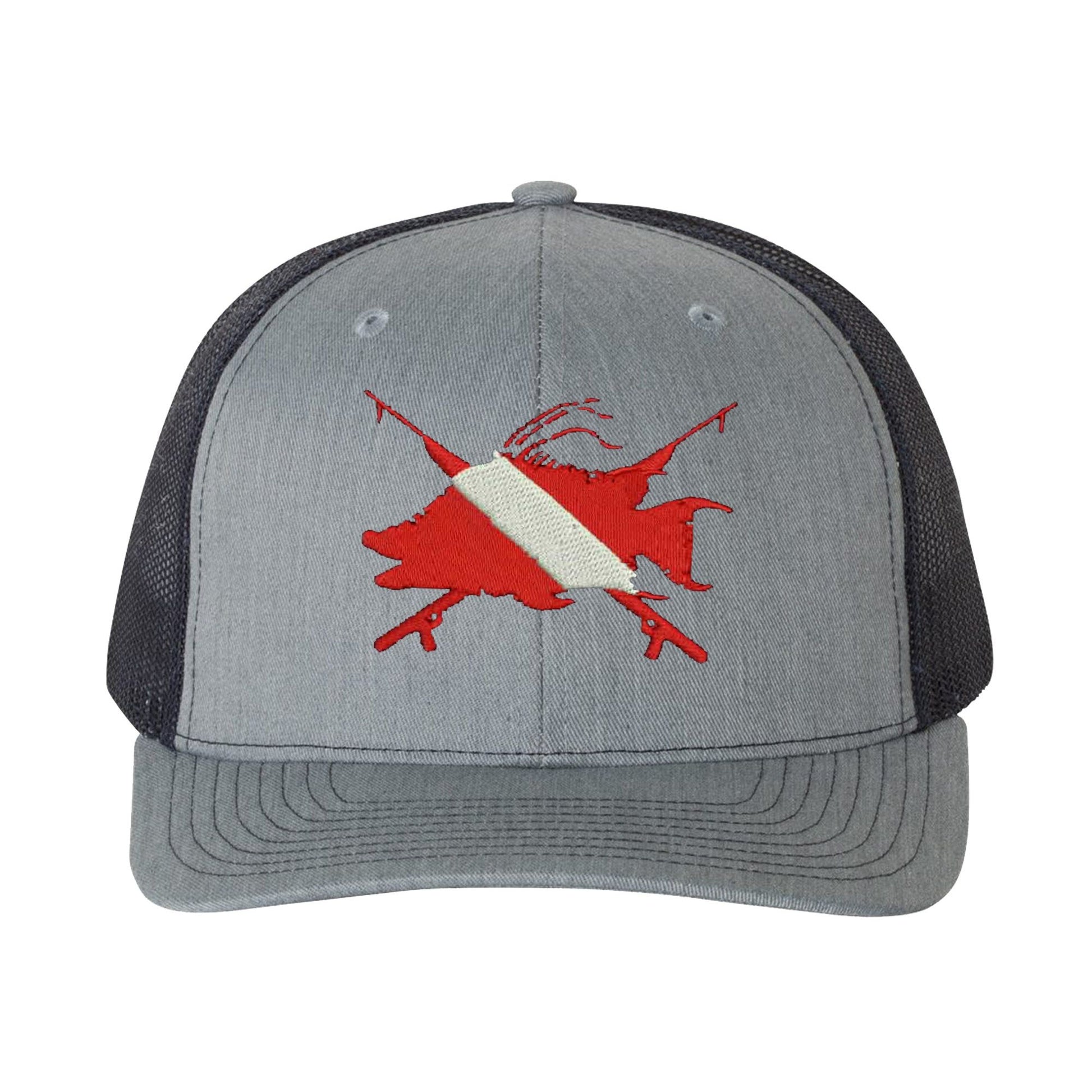 Hogfish Dive Spears Heather Gray and Navy Mesh Trucker Hat
