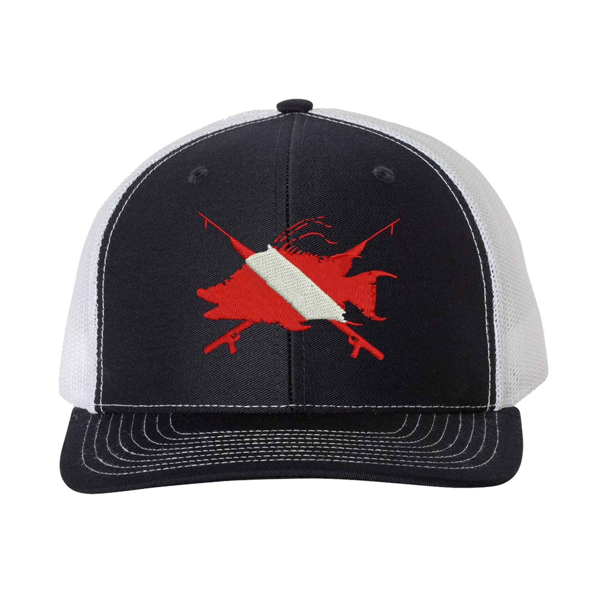 Hogfish Dive Spears Navy and White Mesh Trucker Hat