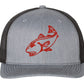 Redfish Heather Gray/Black mesh Structured Trucker Hat w/Red logo