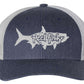 Heather Navy/White Trucker hat with White Tarpon Logo