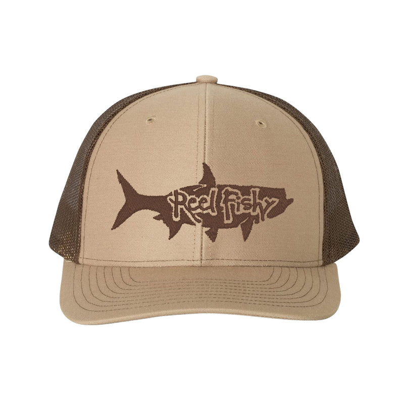 Khaki/Coffee Trucker hat with Coffee Tarpon Logo