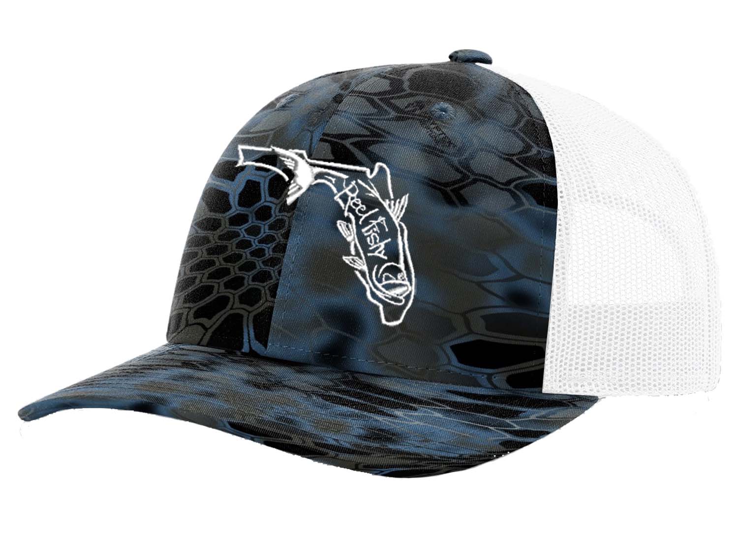 Tarpon Kryptek State of Florida Camo Structured Trucker Hats - 10 Colors! Neptune/White State of fl
