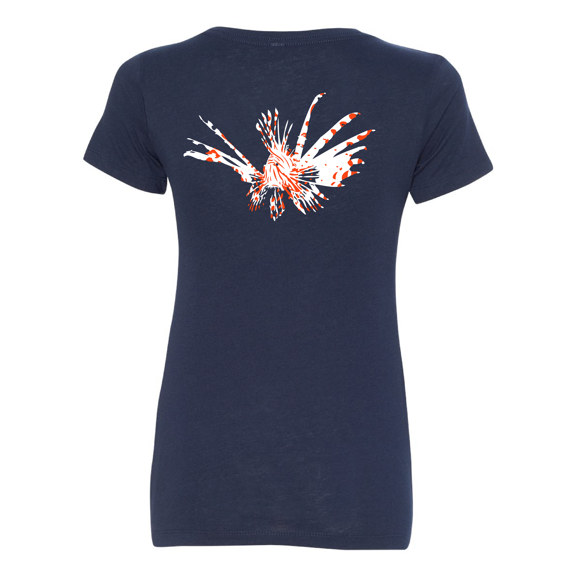 Ladies Lionfish Cotton V-neck t-shirt in Navy