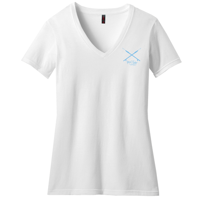 White Ladies Octopus V-neck Short Sleeve Cotton Tee - Reel Fishy Apparel Spearguns logo on front