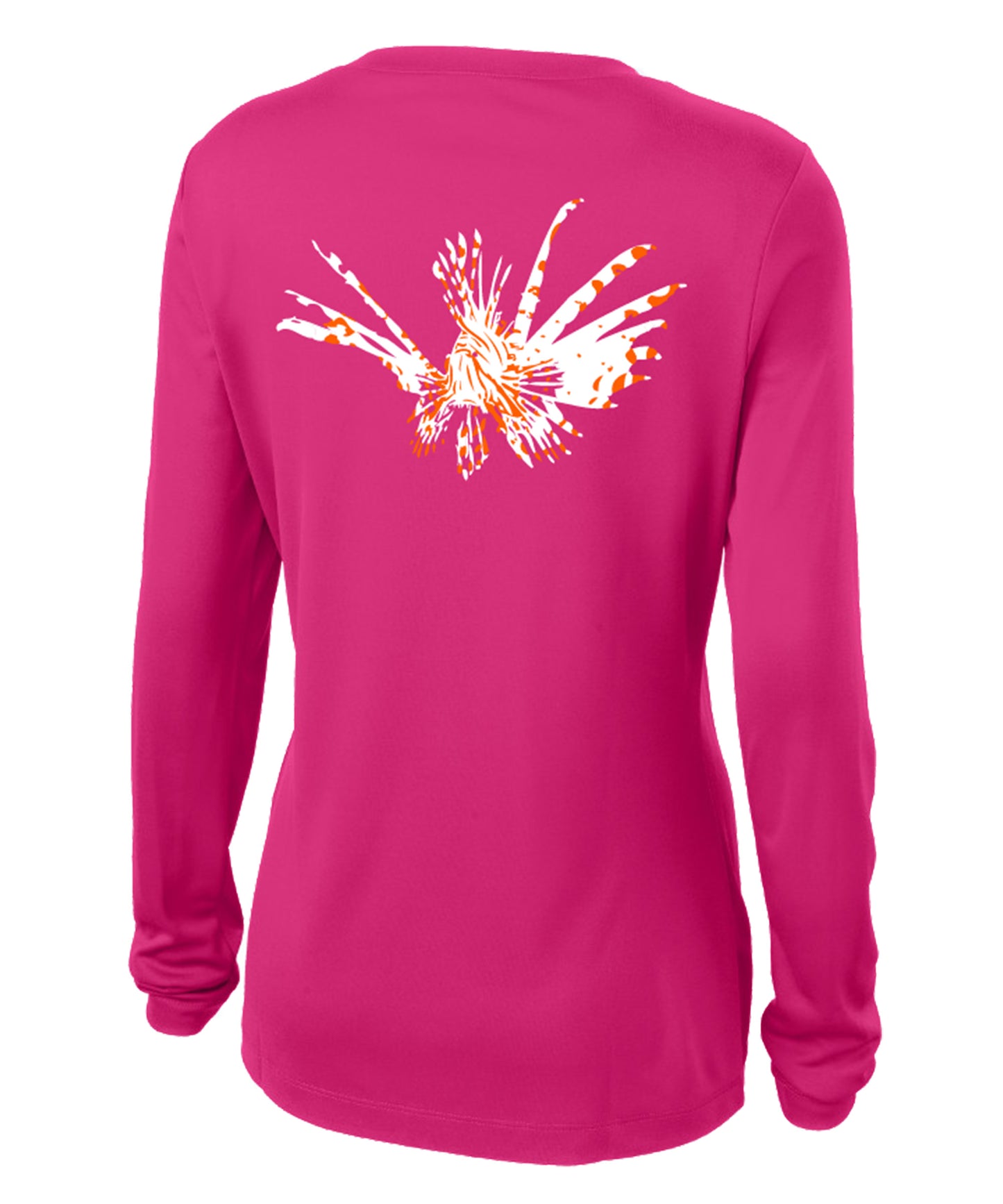 Ladies Lionfish Performance V-neck Long Sleeve Shirts - Pink Raspberry