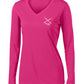 Ladies Lionfish Performance V-neck Long Sleeve Shirts - Pink Raspberry Front Reel Fishy Spear Guns