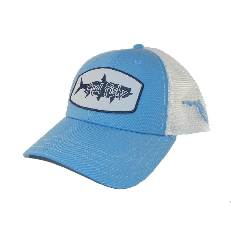 Lt. Blue/White Mesh Trucker Hat with White Tarpon Patch