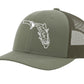 State of Florida Tarpon Reel Fishy Logo - Olive Trucker hat w/White Logo