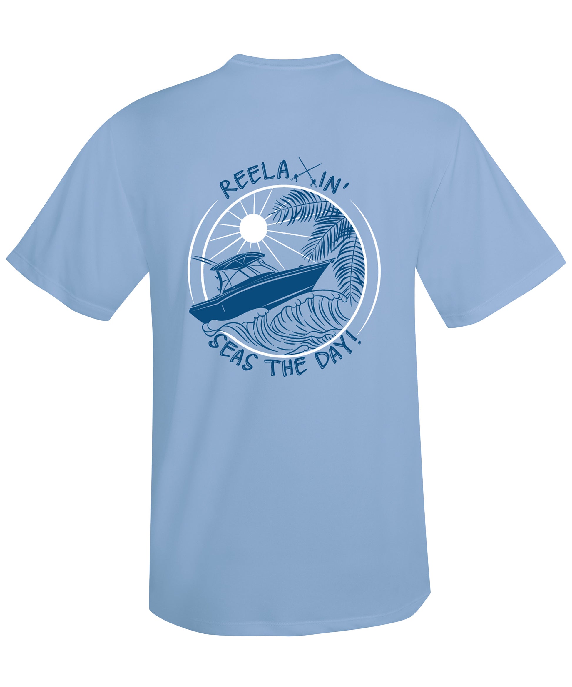 Lt Blue  Reelaxin' Performance Dry-Fit Fishing Short Sleeve Shirts, 50+ UPF Sun Protection - Reel Fishy Apparel