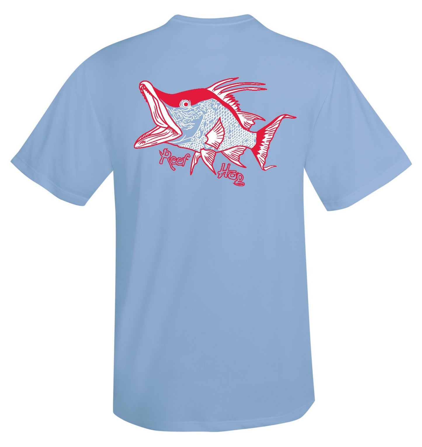 Lt Blue Short Sleeve Hogfish Performance Dry-Fit Sun Protection Shirt with 50+ UV Protection by Reel Fishy Apparel