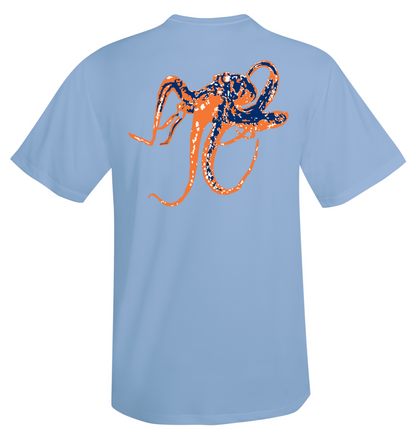 Octopus Performance Dry-Fit Short Sleeve - Lt Blue w/Orange logo