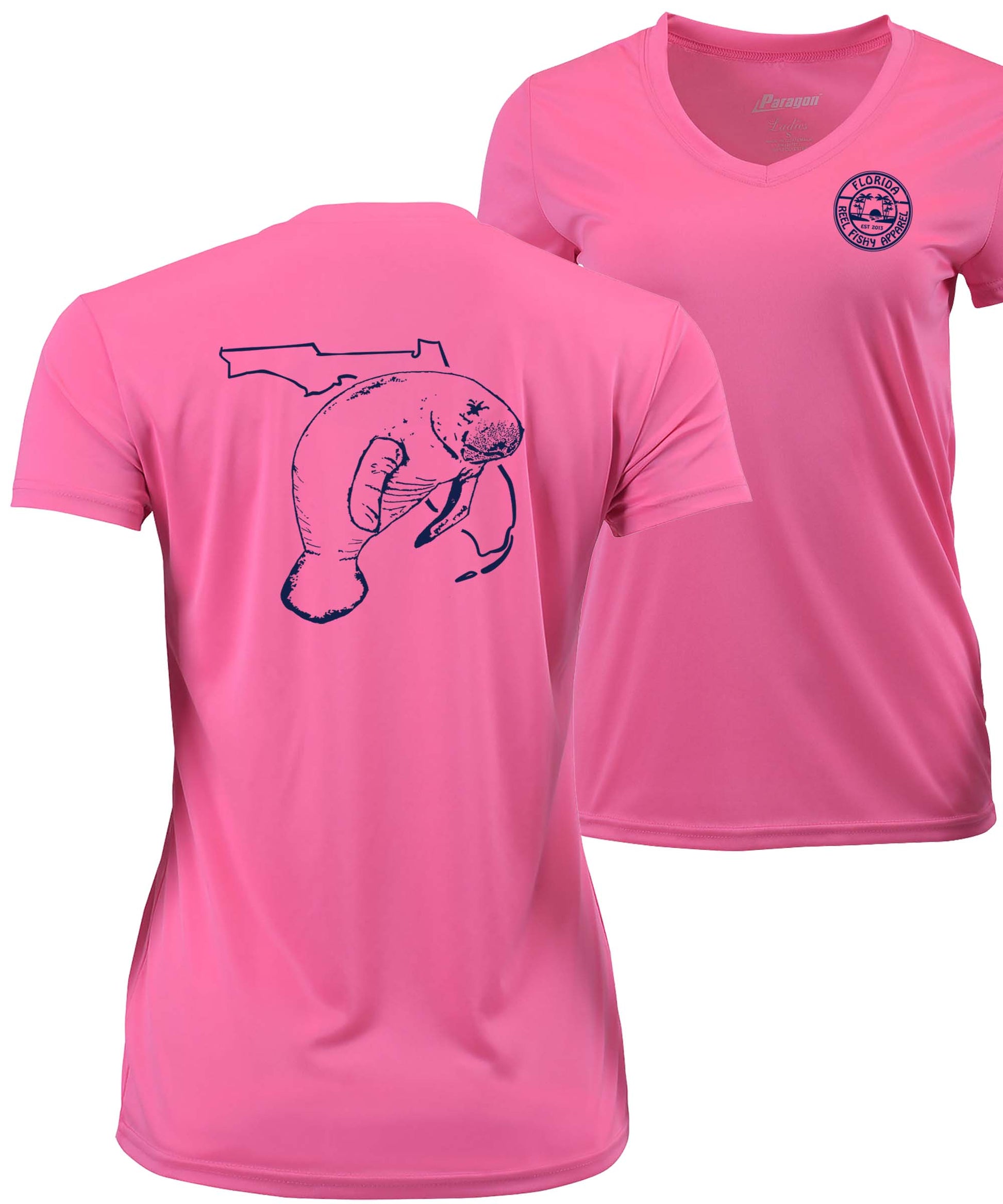 Women's Florida Manatee Performance V-neck Long Sleeve Shirts - Reel Fishy  Apparel