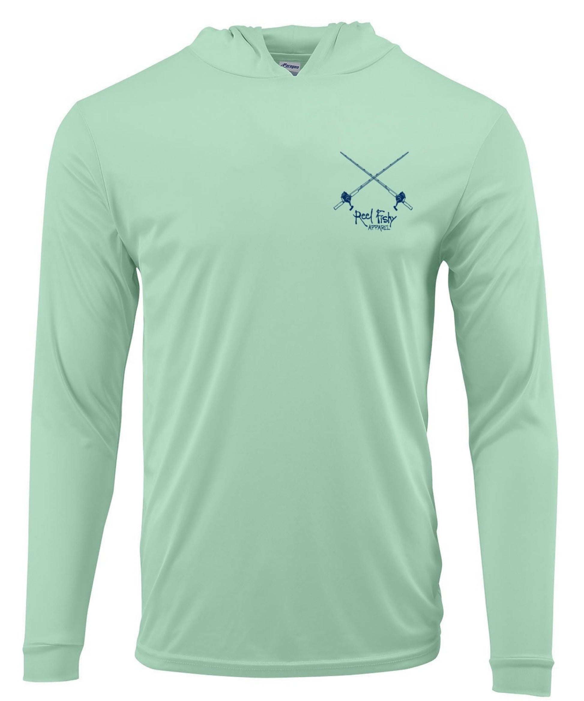 Seagrass Tarpon Hoodie Performance Dry-Fit Fishing Long Sleeve Shirts, 50+ UPF Sun Protection  - Reel Fishy Apparel Salt Rod Logo on front