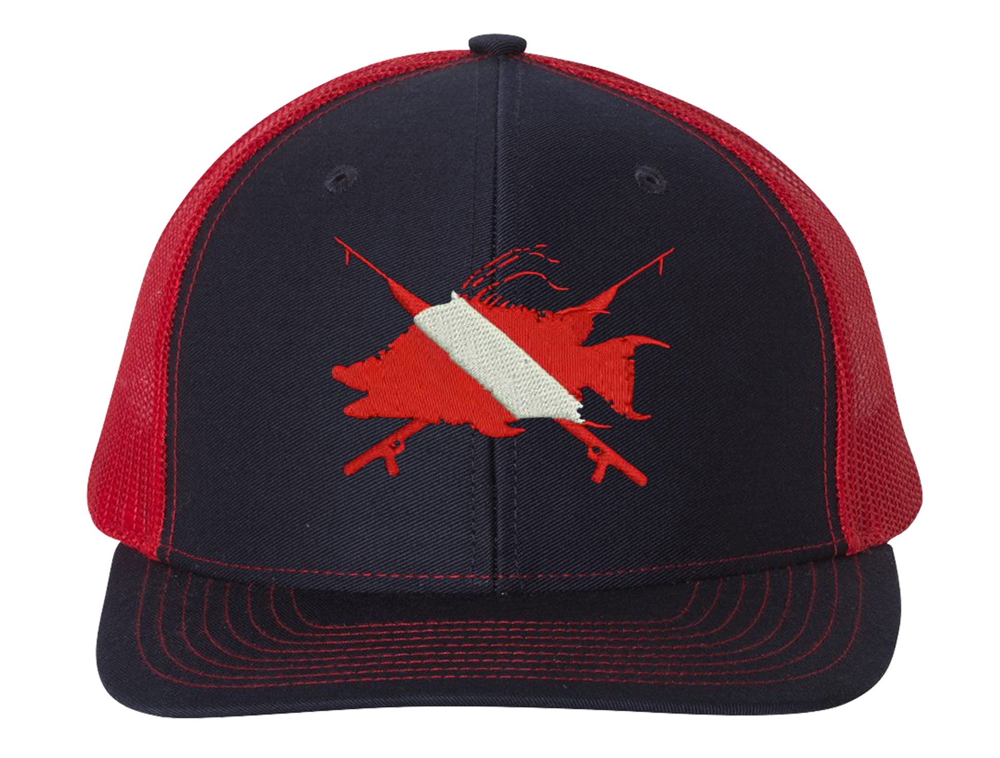 Hogfish Dive Spears Structured Navy/Red Trucker Hat