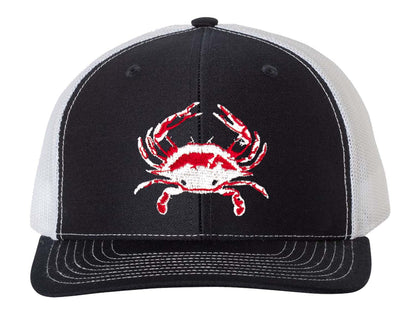 Blue Crab "Reel Crabby" Structured Trucker Hat - Navy/White Mesh