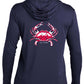 Blue Crab -Reel Crabby Performance Hoodie Dry-fit Long Sleeve Navy