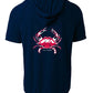 Blue Crab -Reel Crabby Performance Hoodie Dry-fit Short Sleeve Navy