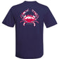 Blue Crab -Reel Crabby Performance Dry-fit Short Sleeve Shirt with 50+ UV Sun Protection in Navy