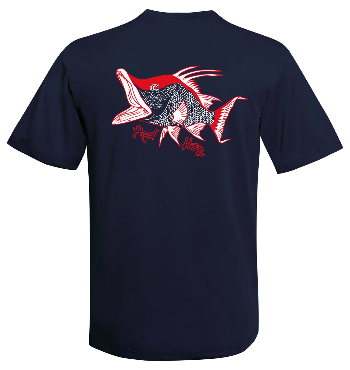 Navy Short Sleeve Hogfish Performance Dry-Fit Sun Protection Shirt with 50+ UV Protection by Reel Fishy Apparel