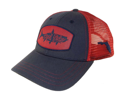 Navy/Red Mesh Trucker Hat with Red Tarpon Patch