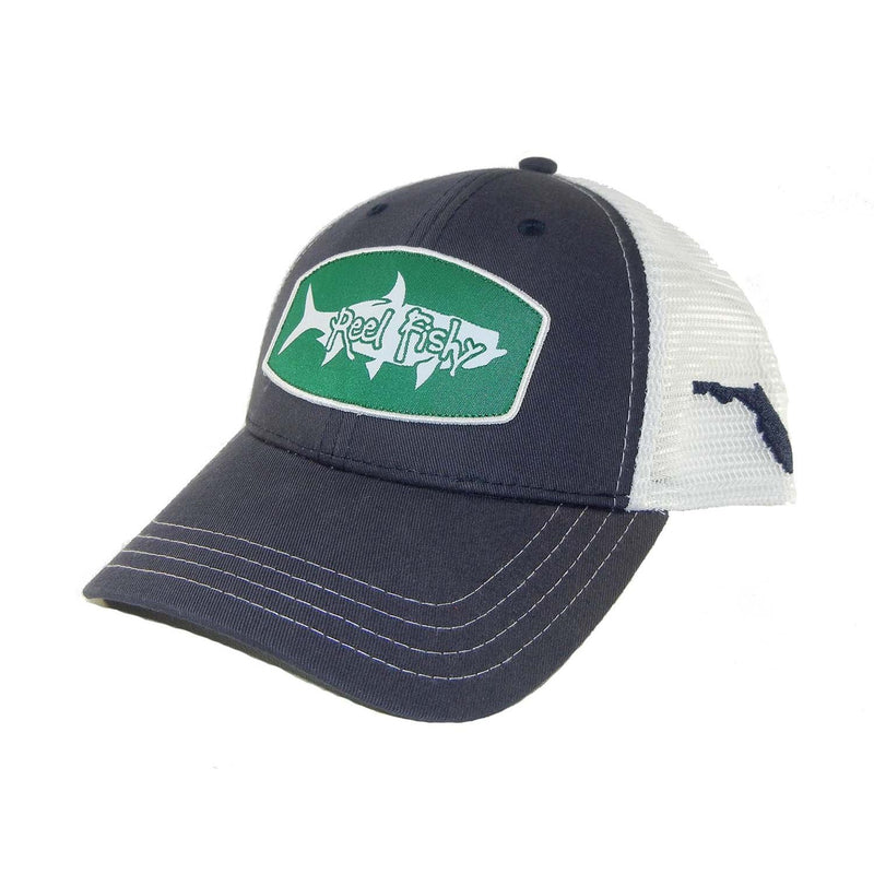 Navy/White Mesh Trucker Hat with Green Tarpon Patch