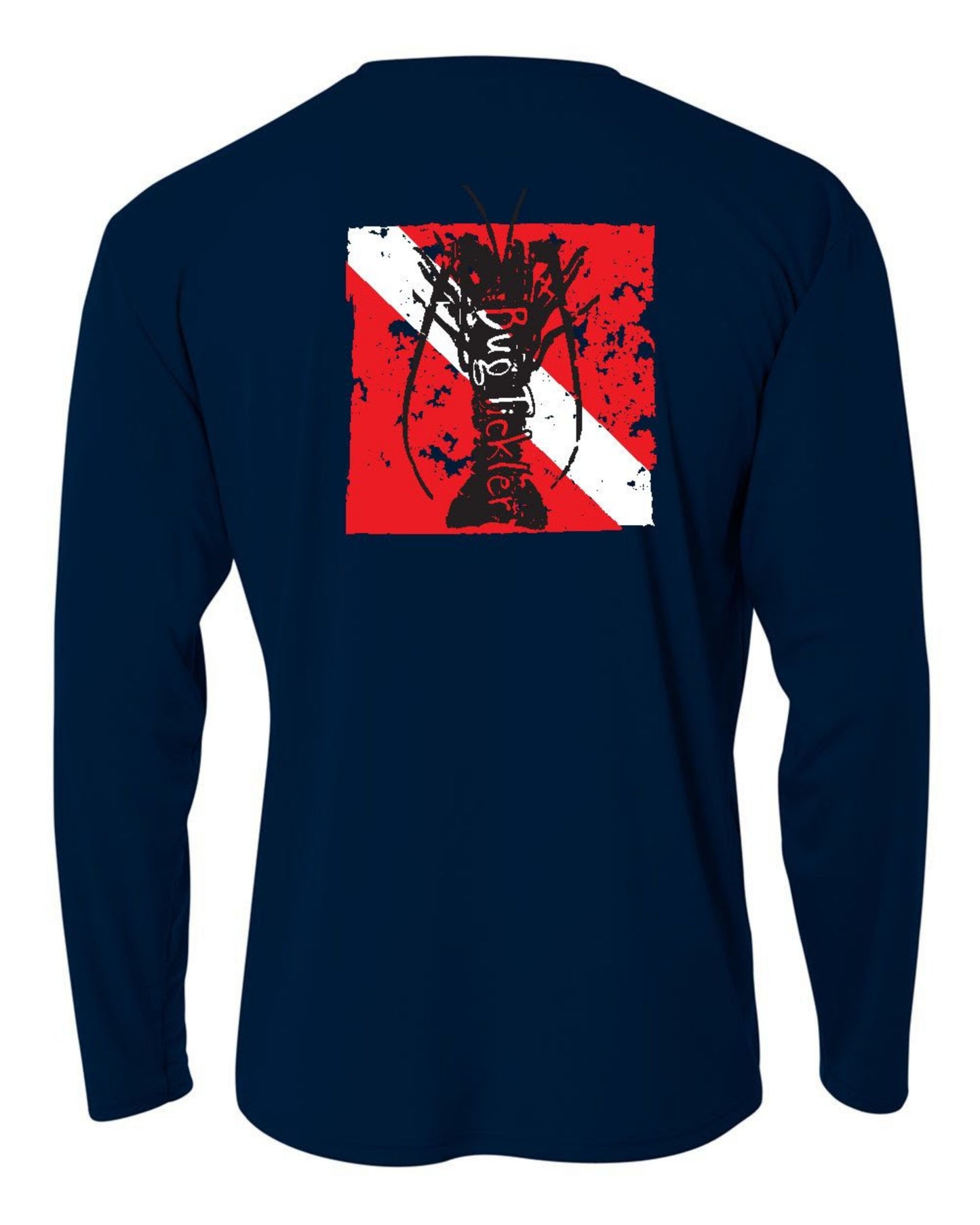 Youth Performance Fishing Shirts 50+uv Sun Protection -Reel Fishy Apparel L / Navy Crab L/S - Red/White Logo
