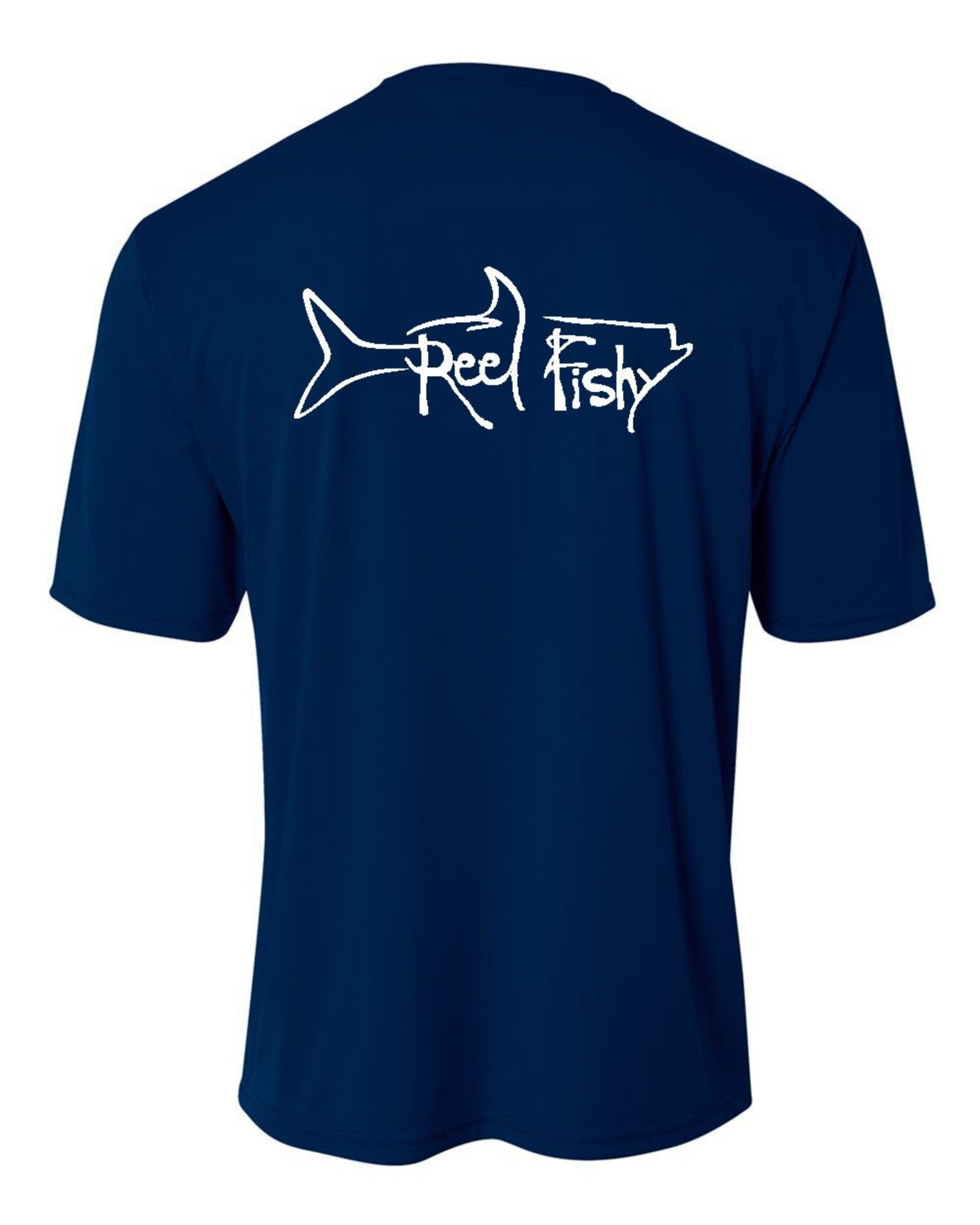 Youth Performance Dry-Fit Tarpon Fishing Shirts with Sun Protection by Reel Fishy Apparel - Short Sleeve Navy