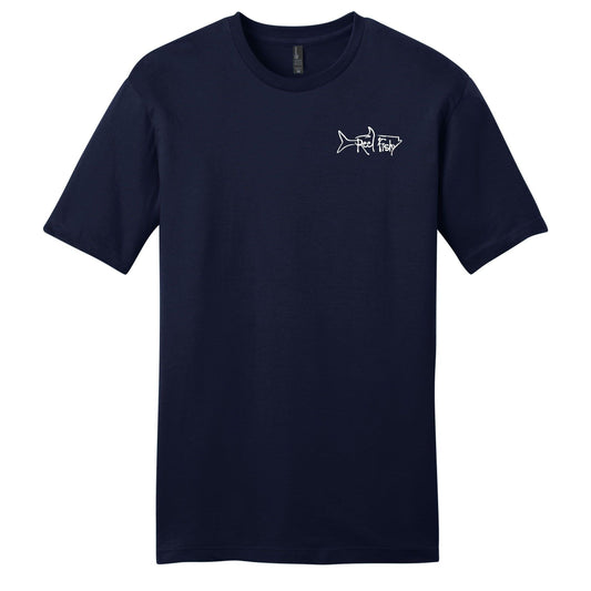 Navy Blue Crab Cotton Short Sleeve "Reel Crabby" - Front Reel Fishy Tarpon Logo
