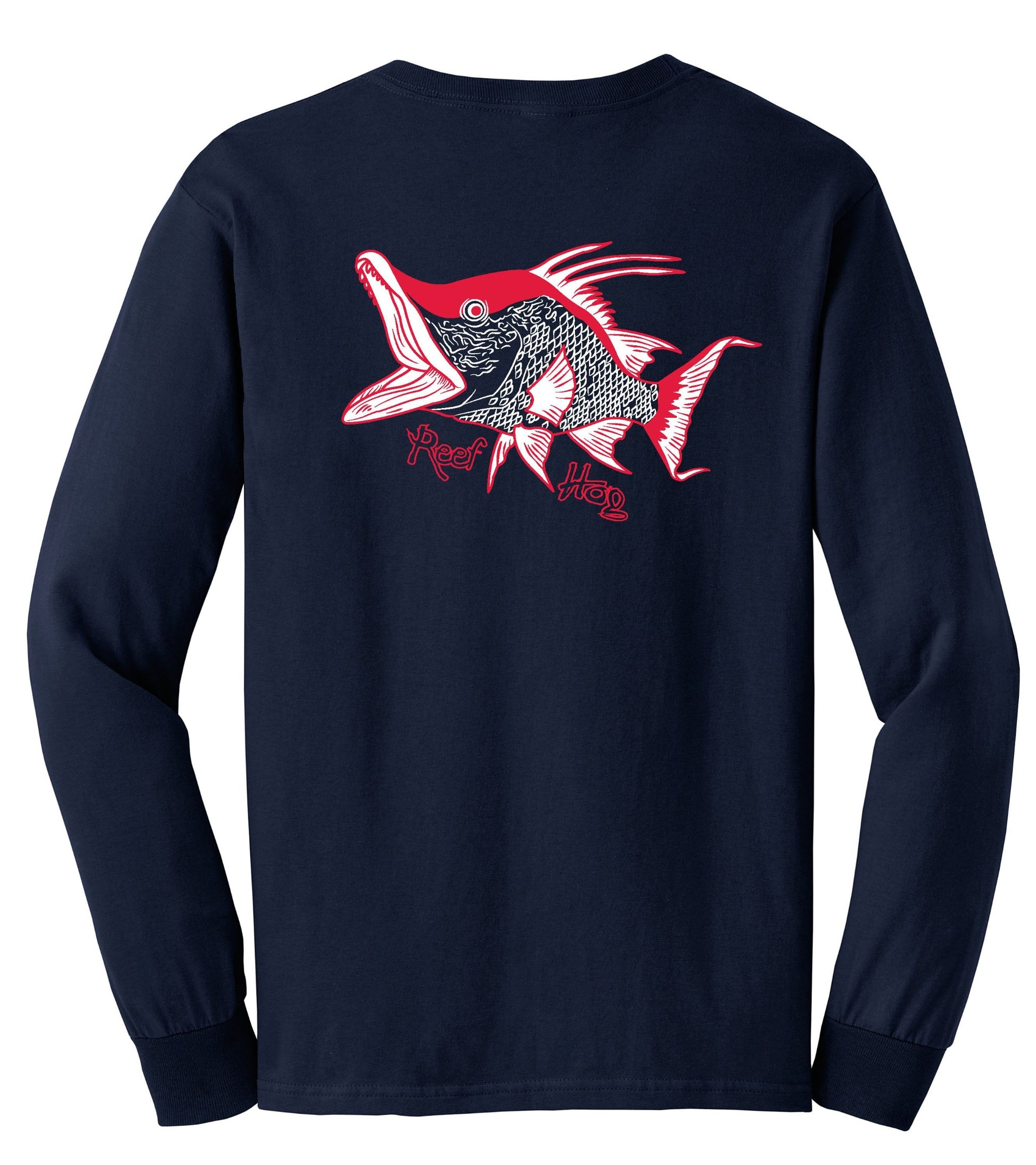 Hogfish "Reef Hog" Cotton Navy Long Sleeve Shirt