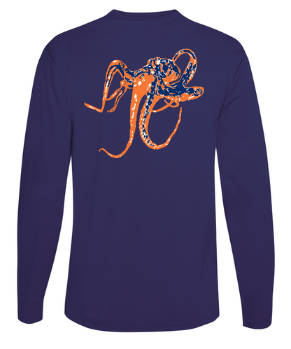 Octopus Performance Dry-Fit Long Sleeve - Navy w/Orange logo