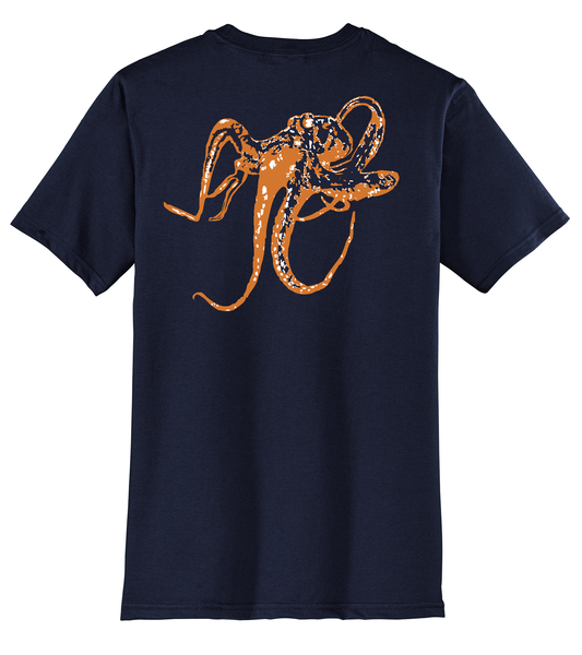 Navy Octopus Crew T-shirt Short Sleeve by Reel Fishy Apparel