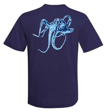Octopus Performance Dry-Fit Short Sleeve - Navy w/Lt Blue logo