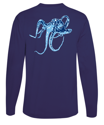 Octopus Performance Dry-Fit Long Sleeve - Navy w/Lt Blue logo