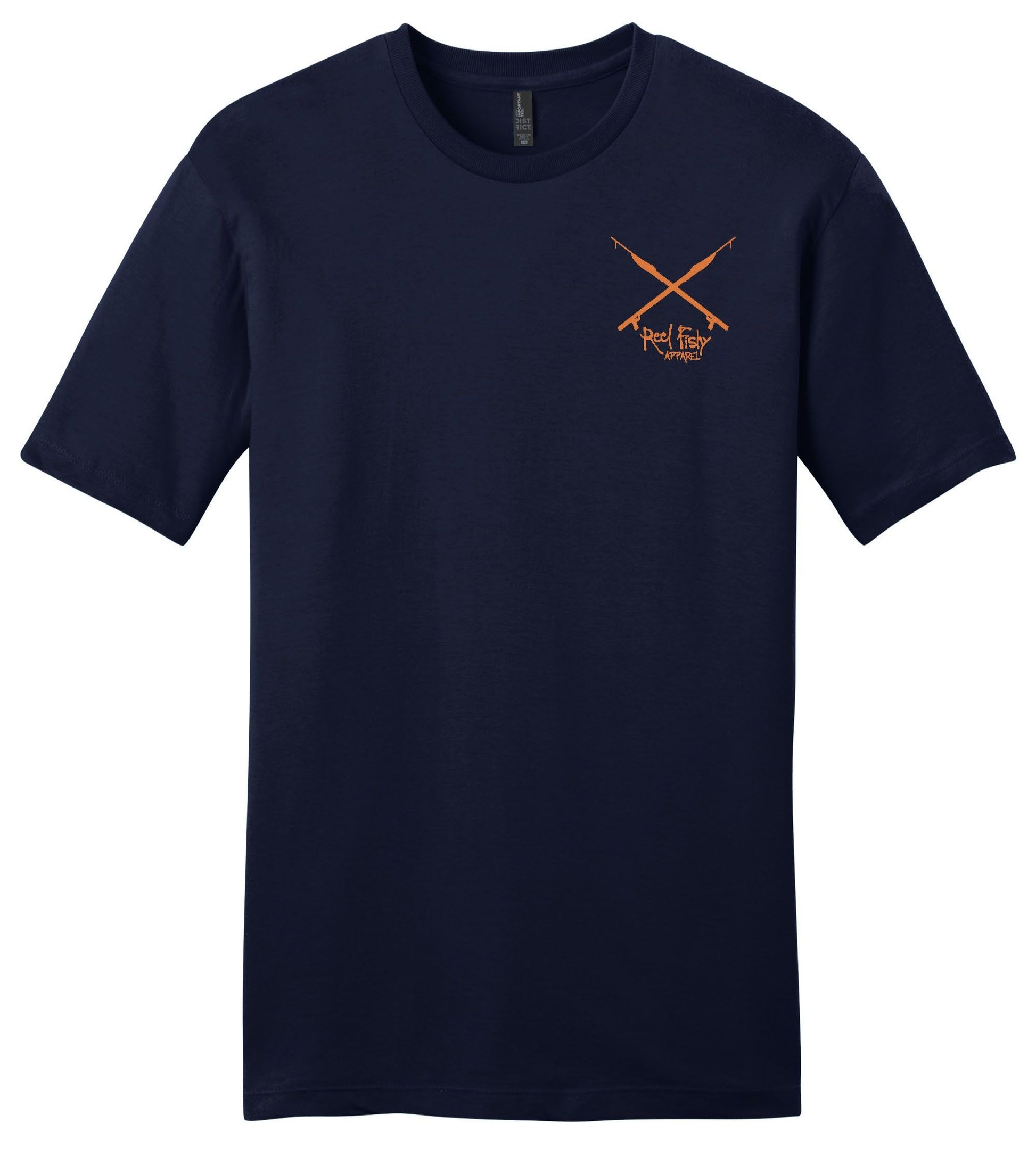 Navy Octopus Crew T-shirt Short Sleeve - Front with Spear Reel Fishy Apparel logo