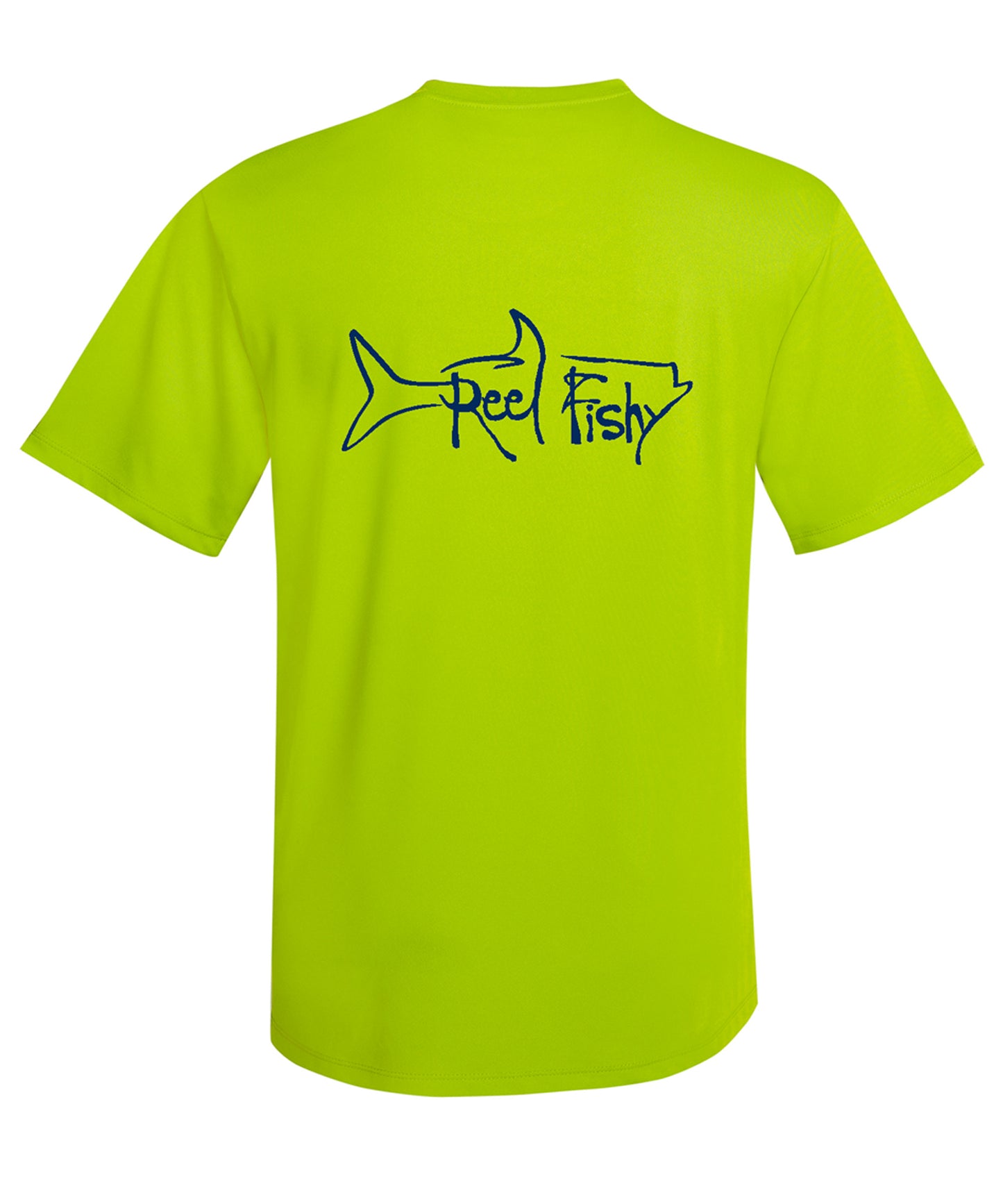 Performance Dry-Fit Tarpon Fishing Short Sleeve Shirts with Sun Protection in Neon Green