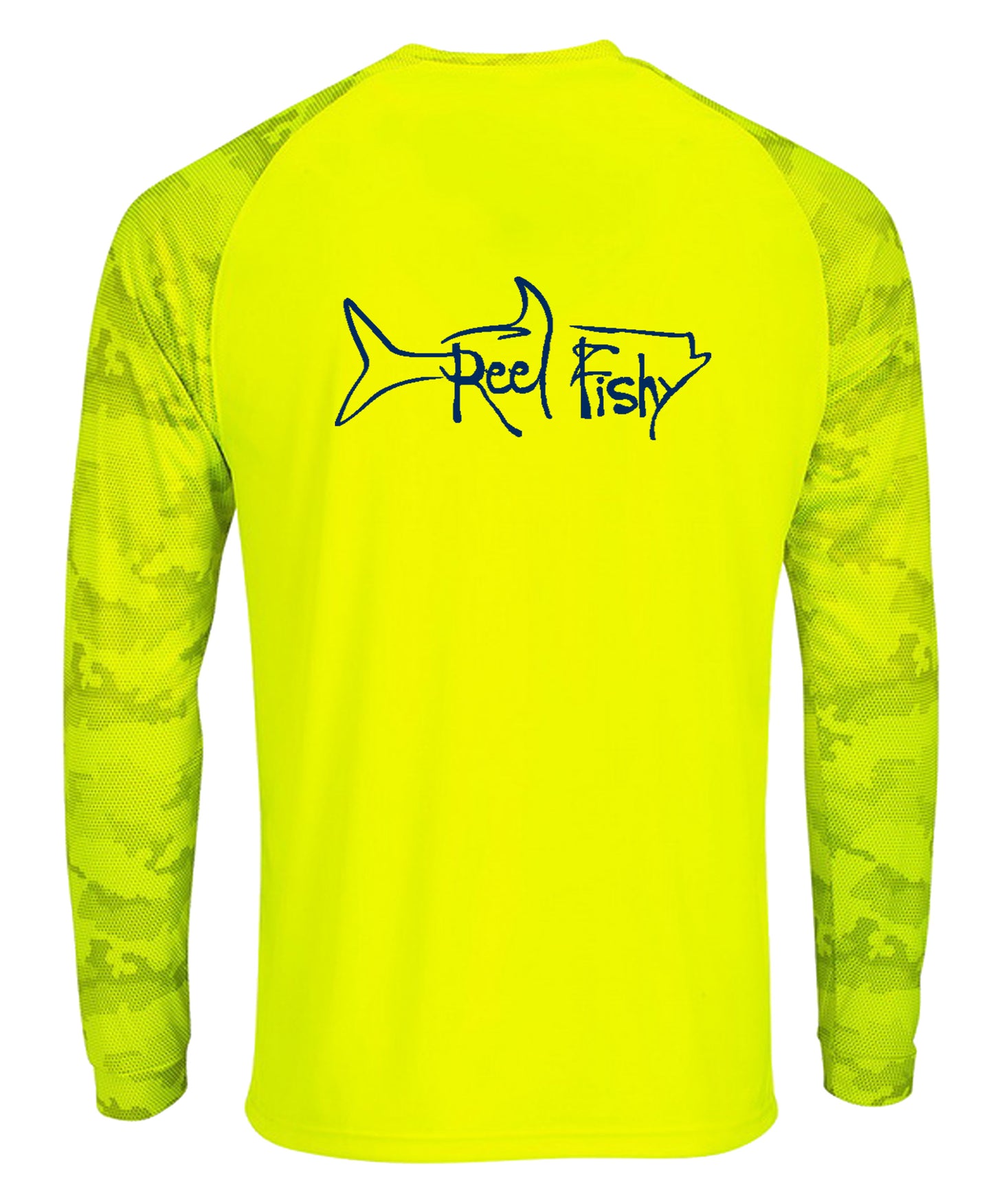 Tarpon Digital Camo Performance Dry-Fit Fishing Long Sleeve Shirts with 50+ UPF Sun Protection - Neon Green