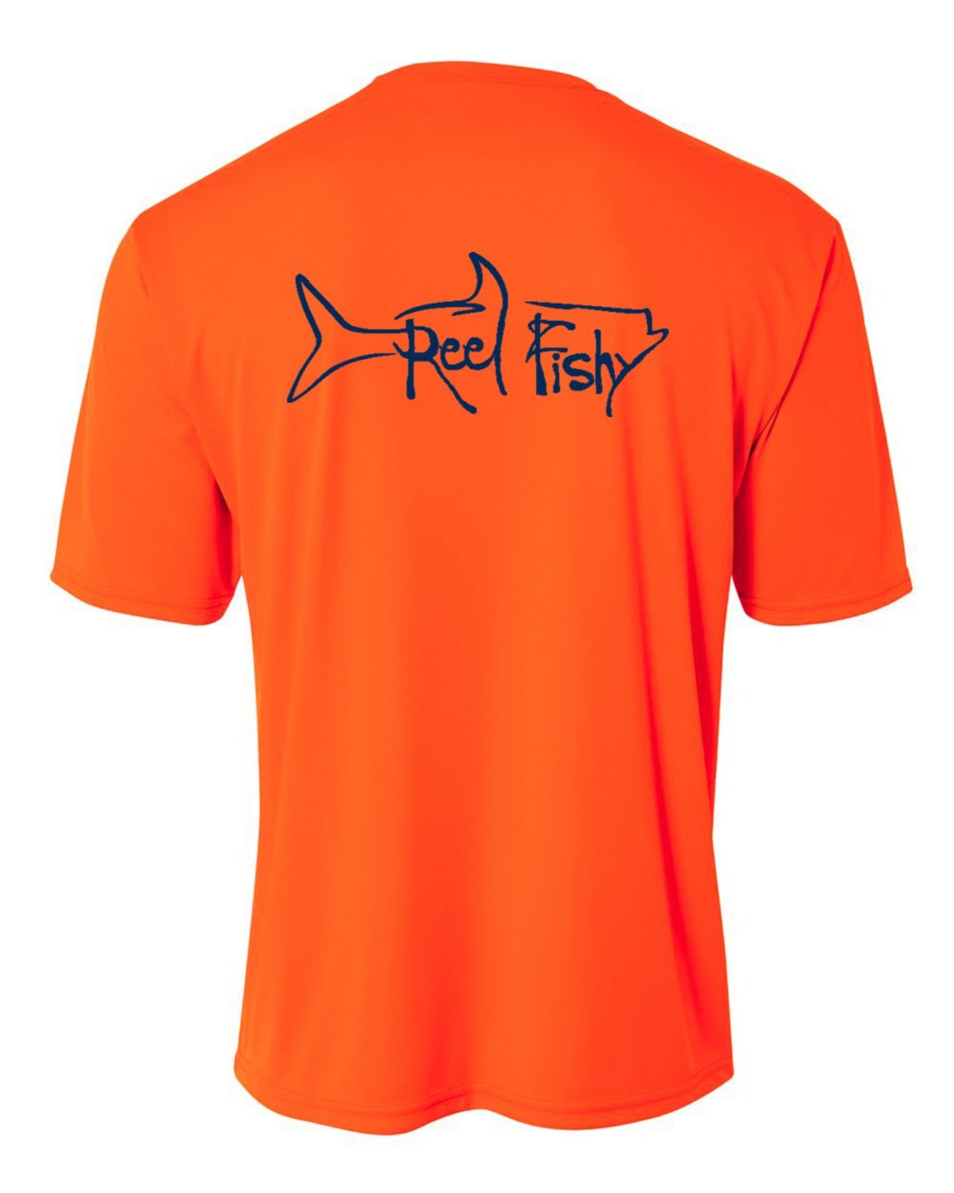 Youth Performance Dry-Fit Tarpon Fishing Shirts 50+Upf Sun Protection - Reel Fishy Apparel L / Neon Orange S/S