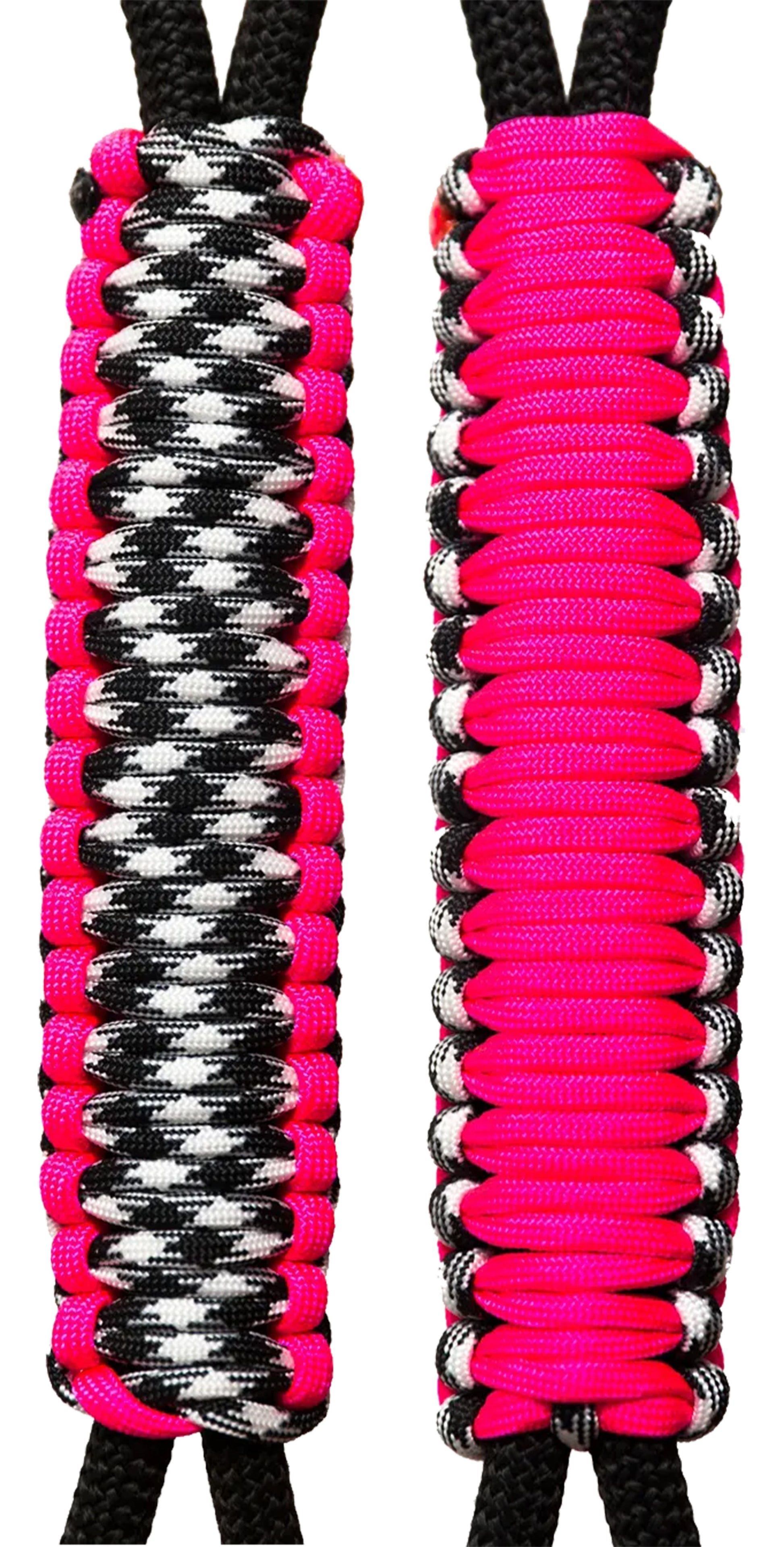 Neon Pink & Houndstooth C008C042 Paracord Handmade Handles for Stainless Steel Tumblers - Made in USA!
