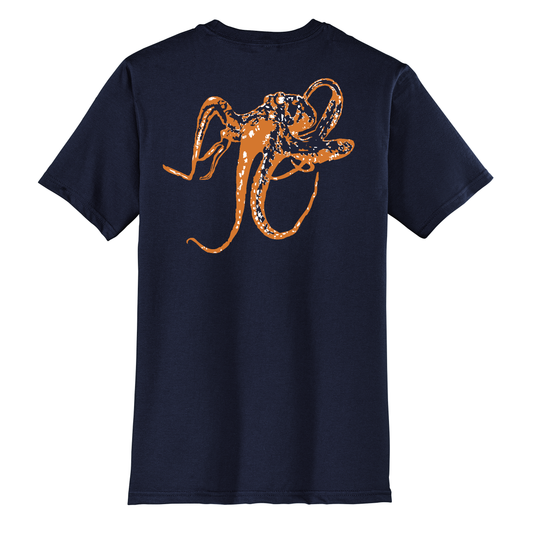 Octopus cotton short sleeve crew t-shirt in navy