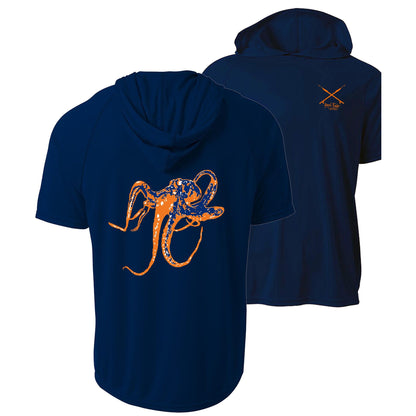 Navy Octopus dri-fit 50+ sun protection short sleeve hoodie