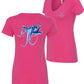 Raspberry Ladies Octopus V-neck Short Sleeve Cotton Tee - Reel Fishy Apparel Spearguns logo on front
