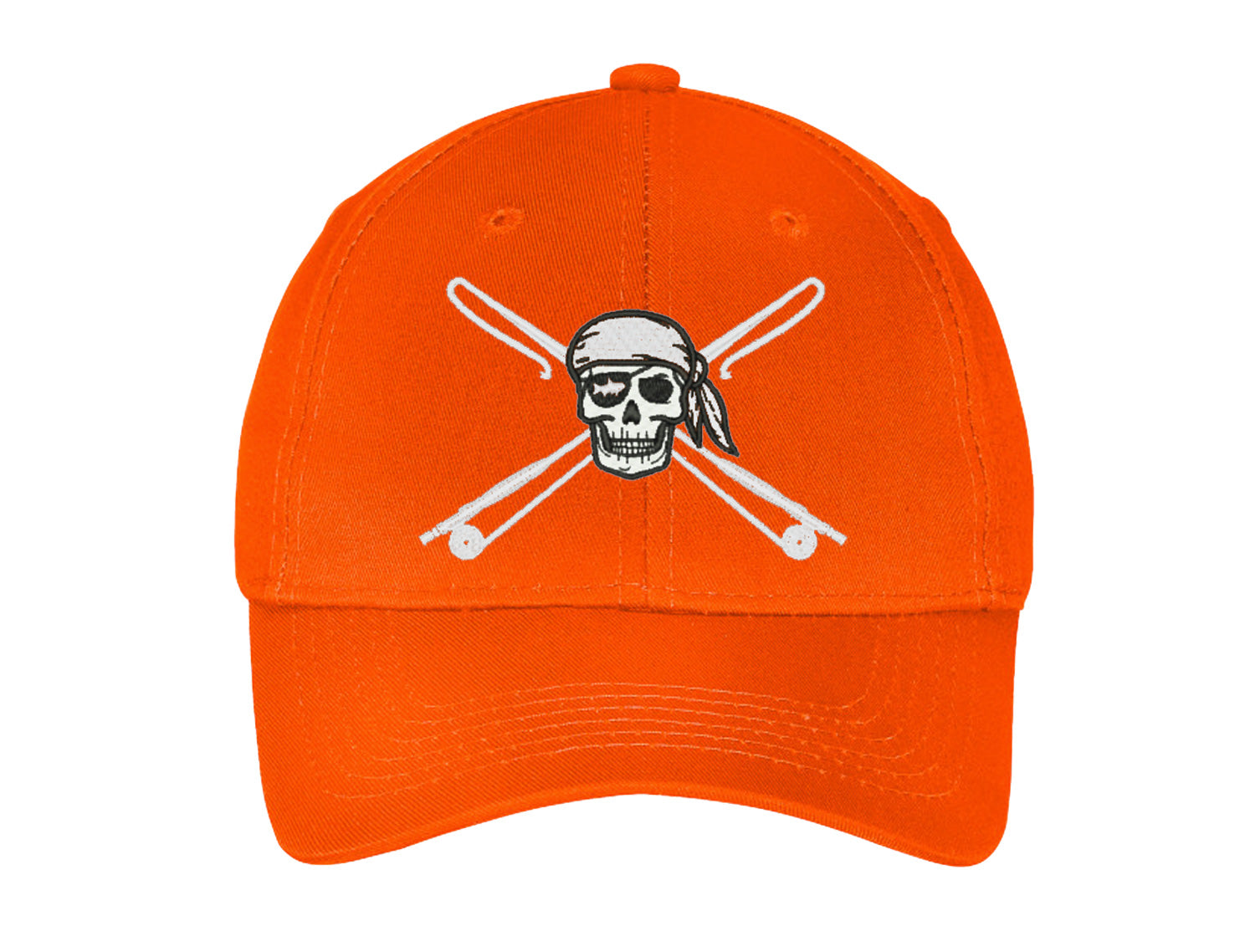 Youth Fishing Hats -Tarpon & Pirate Skull with Fishing Rods Logo -*10 Colors! Orange / Adjustable/Youth