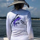 Turtle with Squid Performance Fishing Dry-Fit Long Sleeve with Sun Protection - White