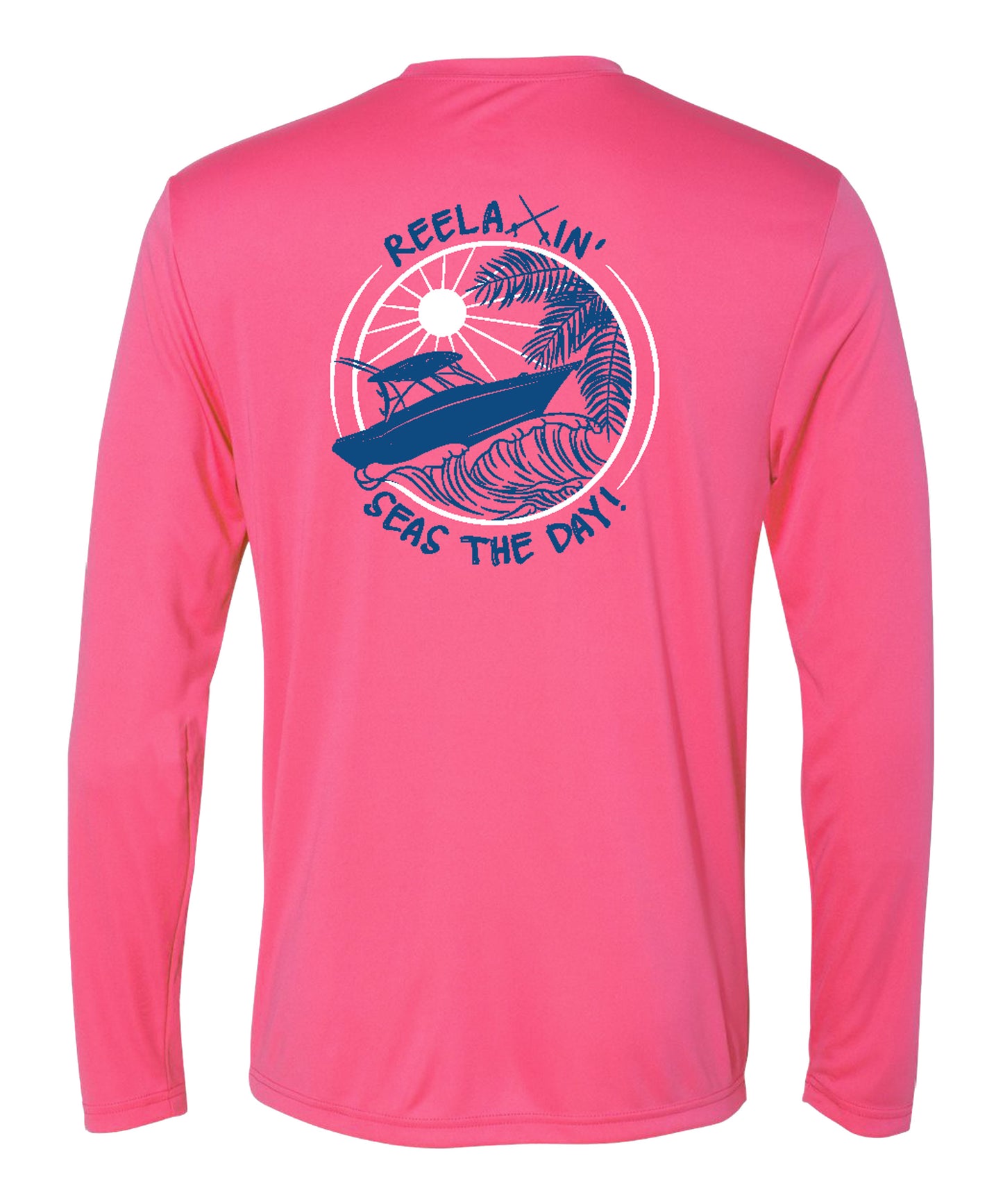 Pink Reelaxin' Performance Dry-Fit Fishing Long Sleeve Shirts, 50+ UPF Sun Protection  - Reel Fishy Apparel