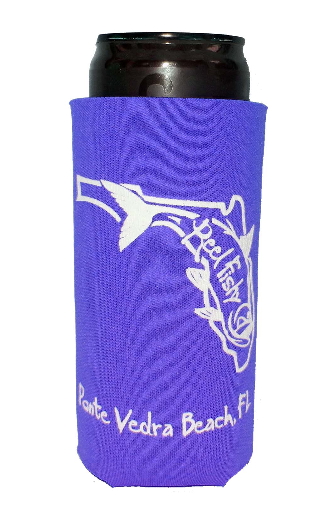 Purple Slim Koozie - State of FL Tarpon logo