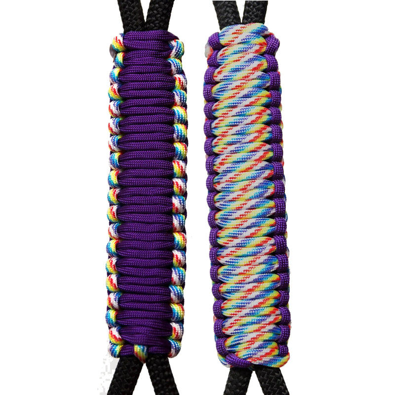 Purple & Rainbow -C024C050 - Paracord Handmade Handles for Stainless Steel Tumblers - Made in USA!