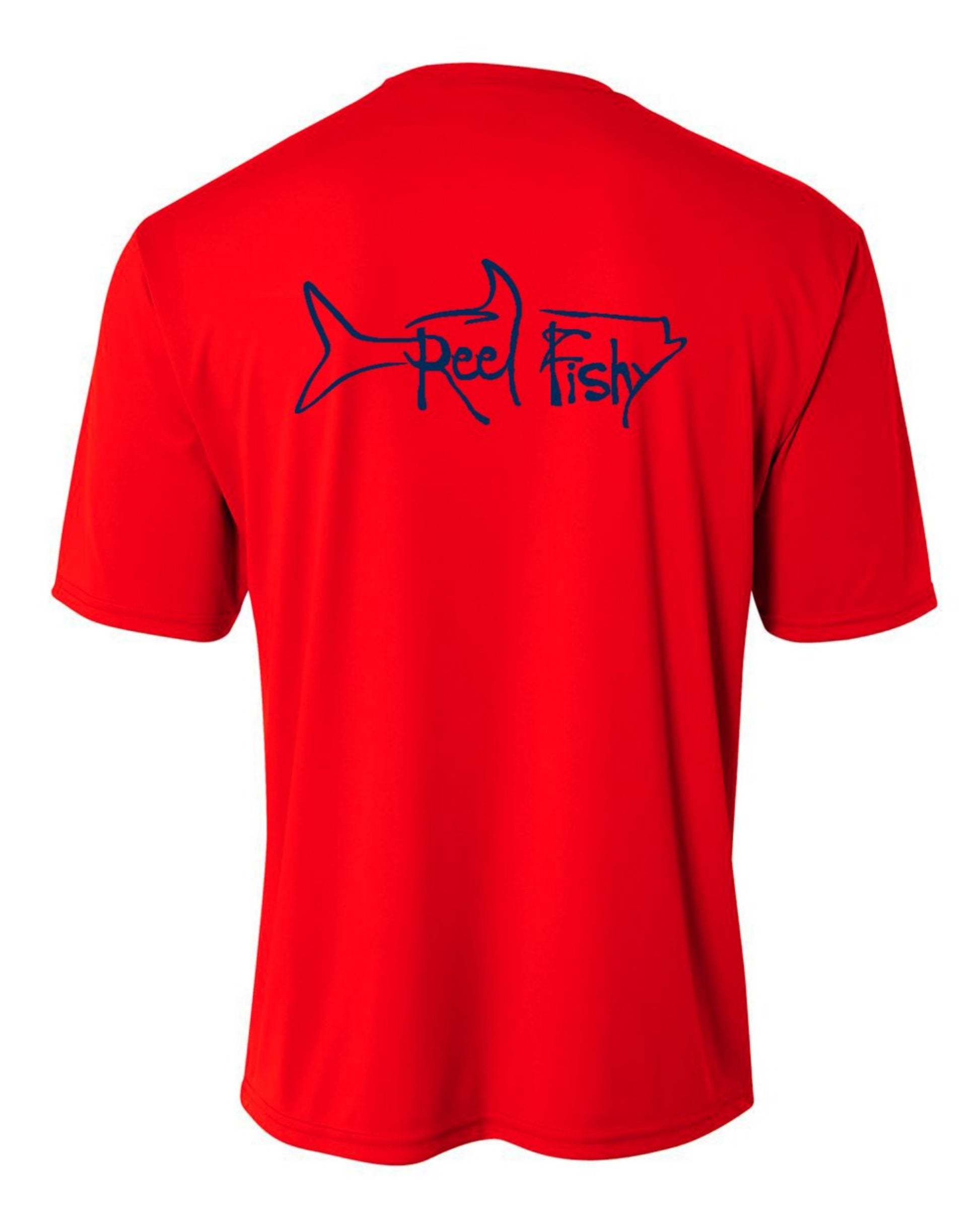 Youth Performance Dry-Fit Tarpon Fishing Shirts with Sun Protection by Reel Fishy Apparel - Short Sleeve Red